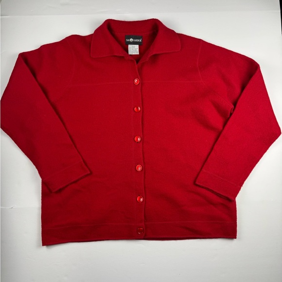 Sag Harbor Sweaters - Sag Harbor Vibrant Red wool Cardigan Sweater/jacket size large